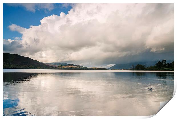 Evening rainclouds and distant rain over Skiddaw a Print by Liam Grant