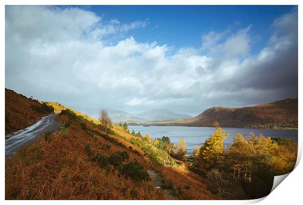 Evening light over Derwent Water. Print by Liam Grant