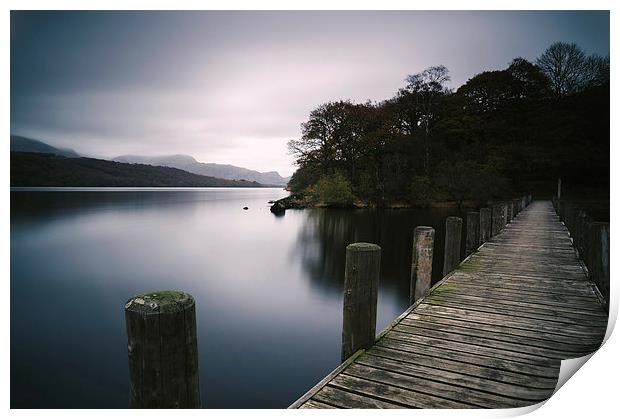 Jetty on Coniston Water with the Coniston Fells be Print by Liam Grant