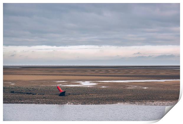 Low tide and distant wind farm. Wells-next-the-sea Print by Liam Grant