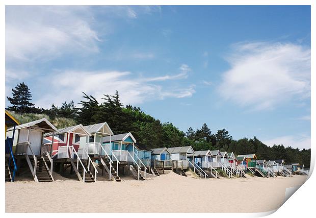Beach huts at Wells-next-the-sea. Norfolk, UK. Print by Liam Grant