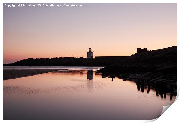 Burry Port lighthouse at twilight. Wales, UK. Print by Liam Grant