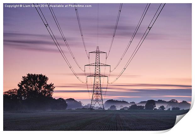Sweeping clouds over an electricity pylon at twili Print by Liam Grant