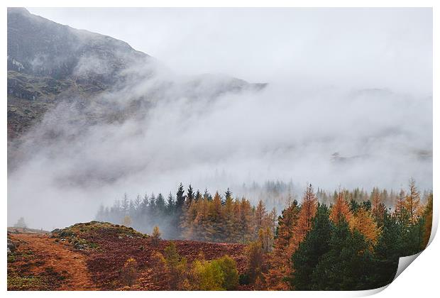 Rain clouds sweeping through the mountains near Bl Print by Liam Grant
