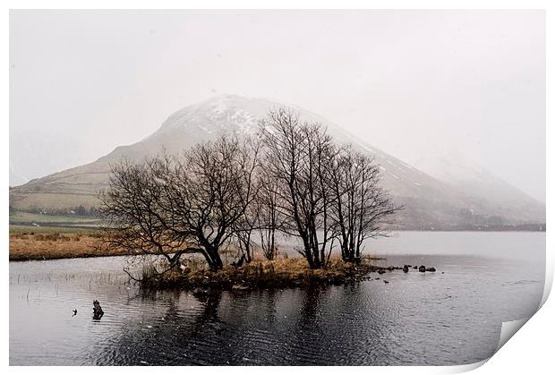 Snow blizzard over Brothers Water. Cumbria, UK. Print by Liam Grant