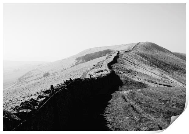 Drystone wall on Rushup Edge, Derbyshire, UK. Print by Liam Grant
