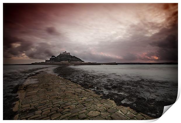 ST MICHAELS MOUNT SUNSET Print by Anthony R Dudley (LRPS)