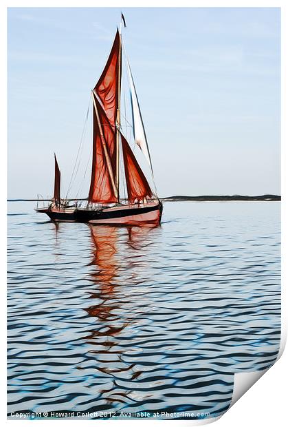 Thames barge reflection 2 Print by Howard Corlett