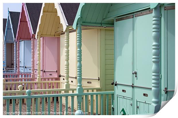 Mersea beach huts Print by Howard Corlett