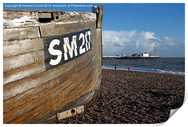 Brighton Beach Print by Howard Corlett