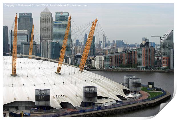 O2 and Docklands Print by Howard Corlett