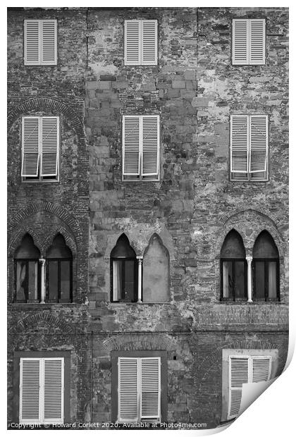 Windows and shutters monochrome Print by Howard Corlett