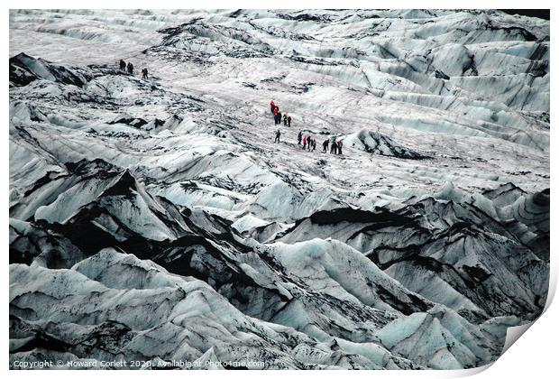 Climbing the glacier Print by Howard Corlett