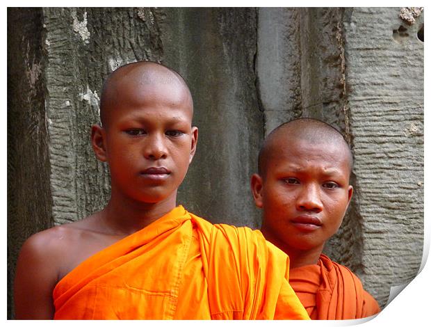 Cambodian Monks Print by Michael Craddock