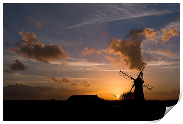 Thurne Windmill Sunset Print by Simon Wrigglesworth