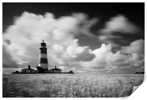 Windswept Happisburgh Lighthouse Print by Simon Wrigglesworth