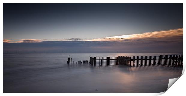 Norfolk beach sunrise Print by Simon Wrigglesworth