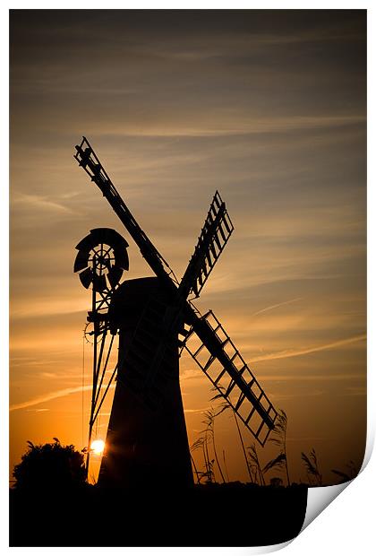 Summer Evening at thurne windmill Print by Simon Wrigglesworth