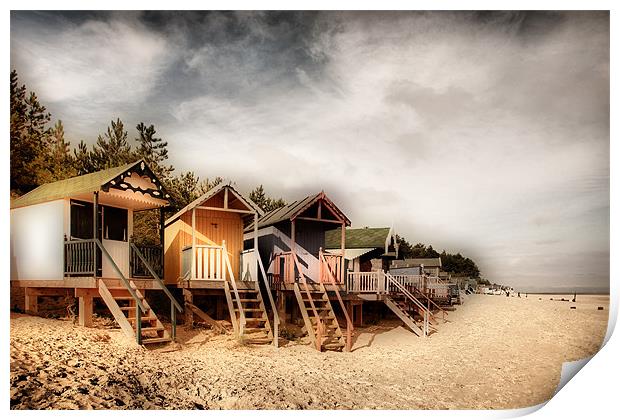 Beach Huts at Wells Print by Simon Wrigglesworth