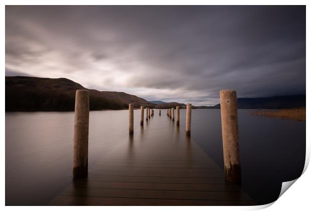 ladore wooden jetty Print by Simon Wrigglesworth
