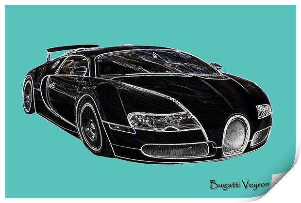 Bugatti Veyron sports car Print by Tony Watson