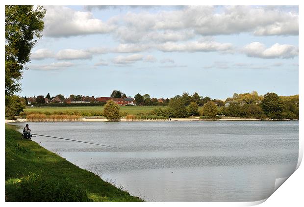 Fishing on Marsworth Reservoir Print by graham young