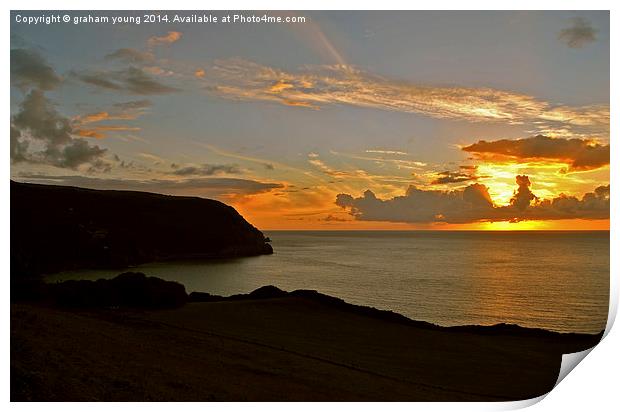 Woody Bay Sunset  Print by graham young