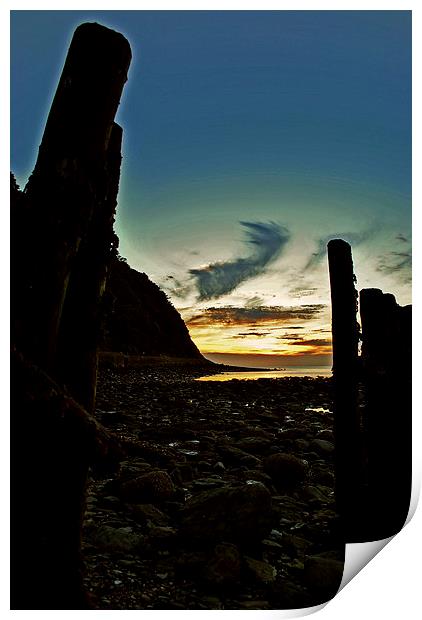 Sunset and Groynes  Print by graham young
