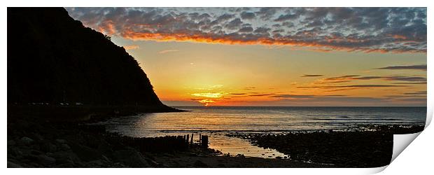 Panoramic Lynmouth Bay Sunset  Print by graham young
