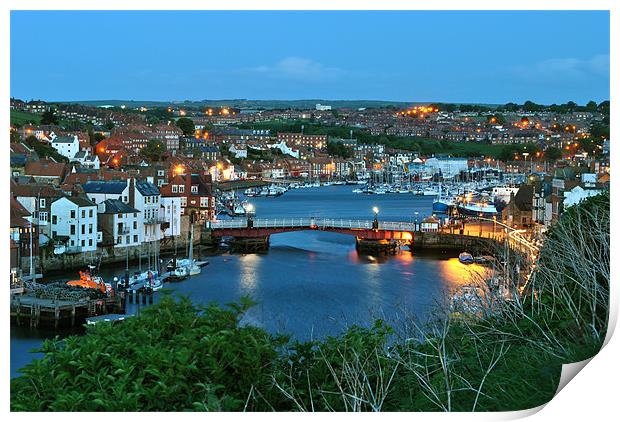 The Swing Bridge, Whitby at Dusk Print by graham young