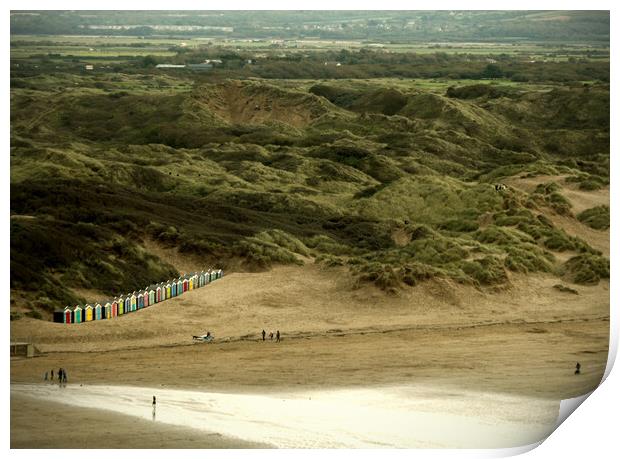 The Dunes and Beach huts at Saunton Sands Print by graham young