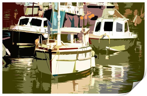 Vibrant Abstraction of Ilfracombe Harbor Print by graham young