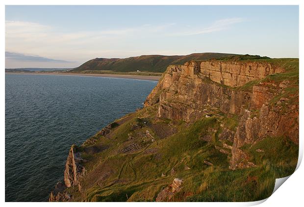 Cliffs on Worm's Head - Rhossili Bay - Gower Print by Steve Strong
