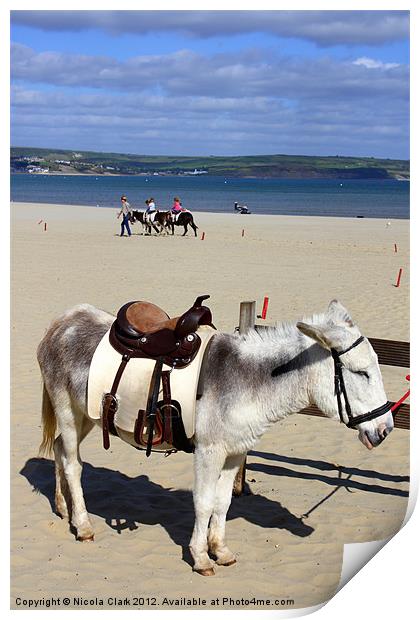 Seaside Donkey Rides Print by Nicola Clark