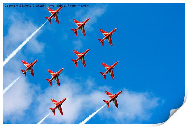Red Arrows Feather Formation Print by Nicola Clark