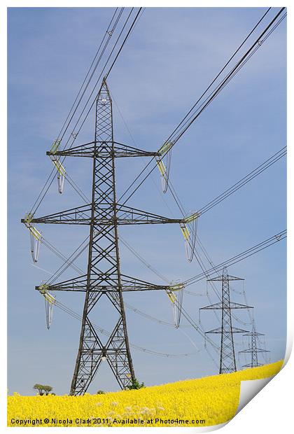 Electricity Pylons Print by Nicola Clark