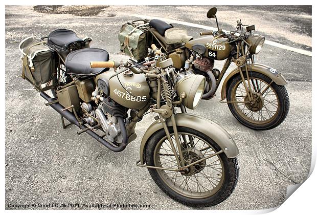 British WWII Motorcycles Print by Nicola Clark