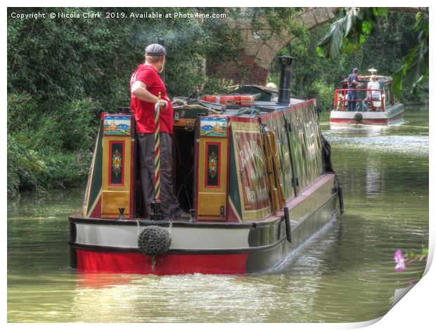 Colourful Roses and Castles Narrowboat Print by Nicola Clark