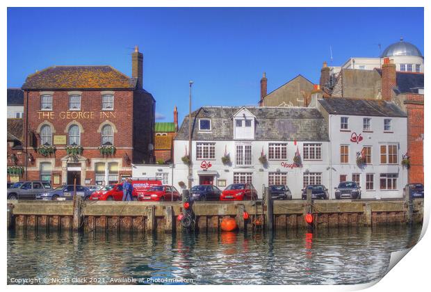 Serenity on Weymouth Harbour Print by Nicola Clark