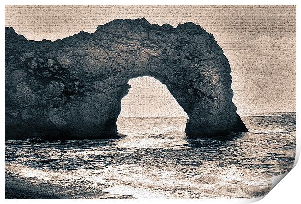 Old Painting of Durdle Door Print by Allan Thornhill
