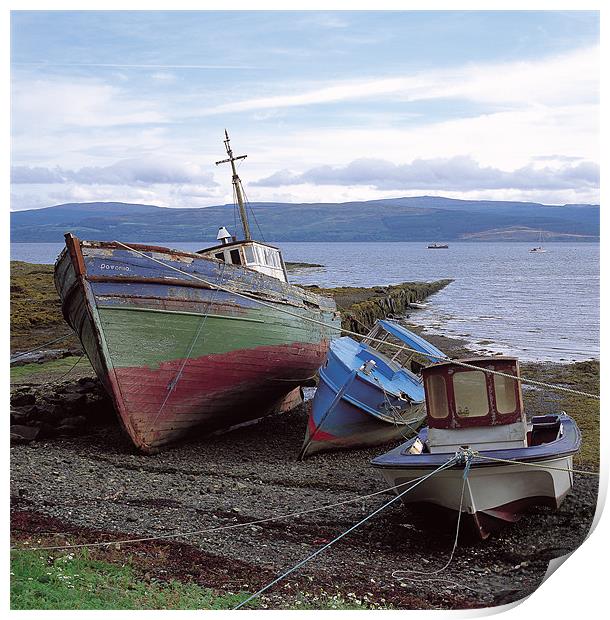 Fishing Boats on Mull Print by Derek Wallace