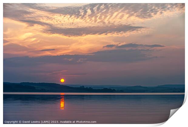 Sunset Derwent Reservoir Northumberland Print by David Lewins (LRPS)