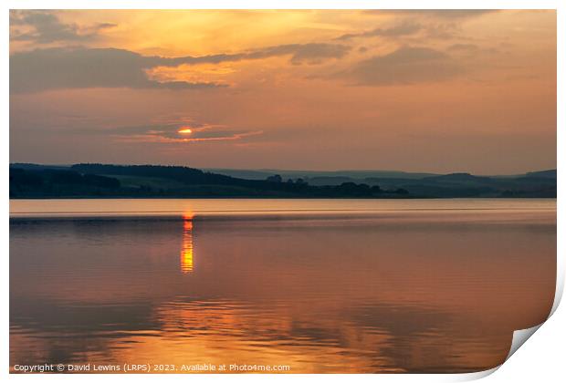 A sunset over Derwent Reservoir in Northumberland Print by David Lewins (LRPS)