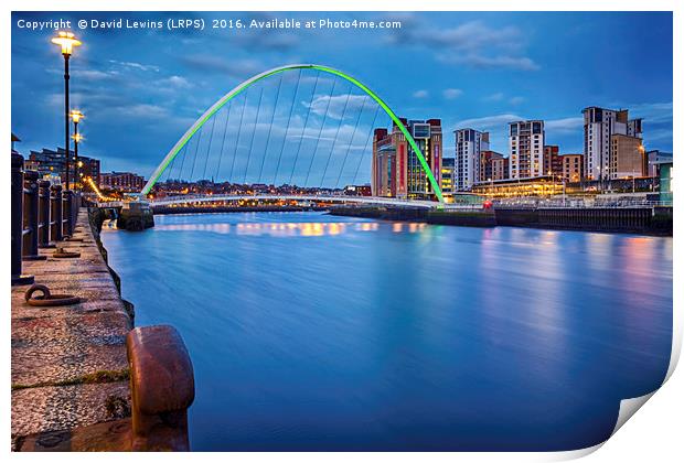 Millennium Bridge - Gateshead Print by David Lewins (LRPS)