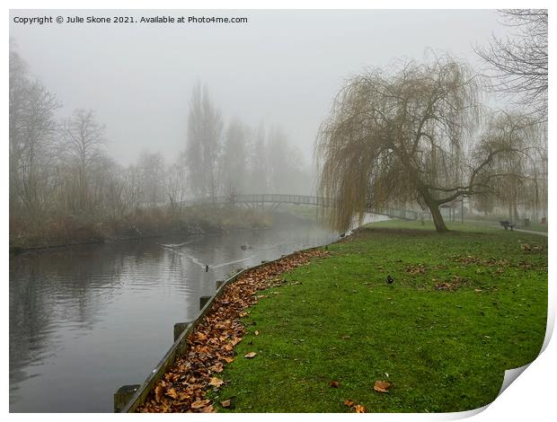 Misty stream Print by Julie Skone