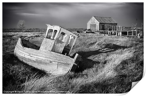 Thornham Boat and Coal Shed, Norfolk Print by Dave Turner
