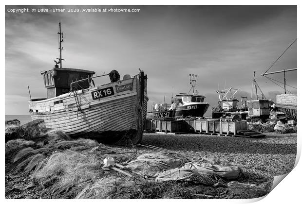Hastings Fishing Boats Print by Dave Turner