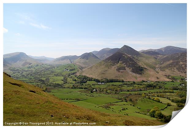 Mountainous views from Catbells Print by Dan Thorogood