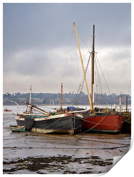 Pin Mill Barges Print by Robert Geldard