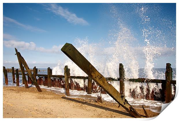 Battered Groynes Print by Robert Geldard